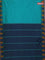 Arani semi silk saree teal green and blue mustard with plain body and temple design border