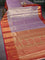 Bangalori tissue silk saree lavender and reddish pink with allover zari woven brocade weaves and long zari woven border
