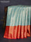 Bangalori tissue silk saree teal blue and reddish pink with allover zari woven brocade weaves and long zari woven border