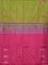 Banana pith saree light green and pink with thread woven buttas in borderless style