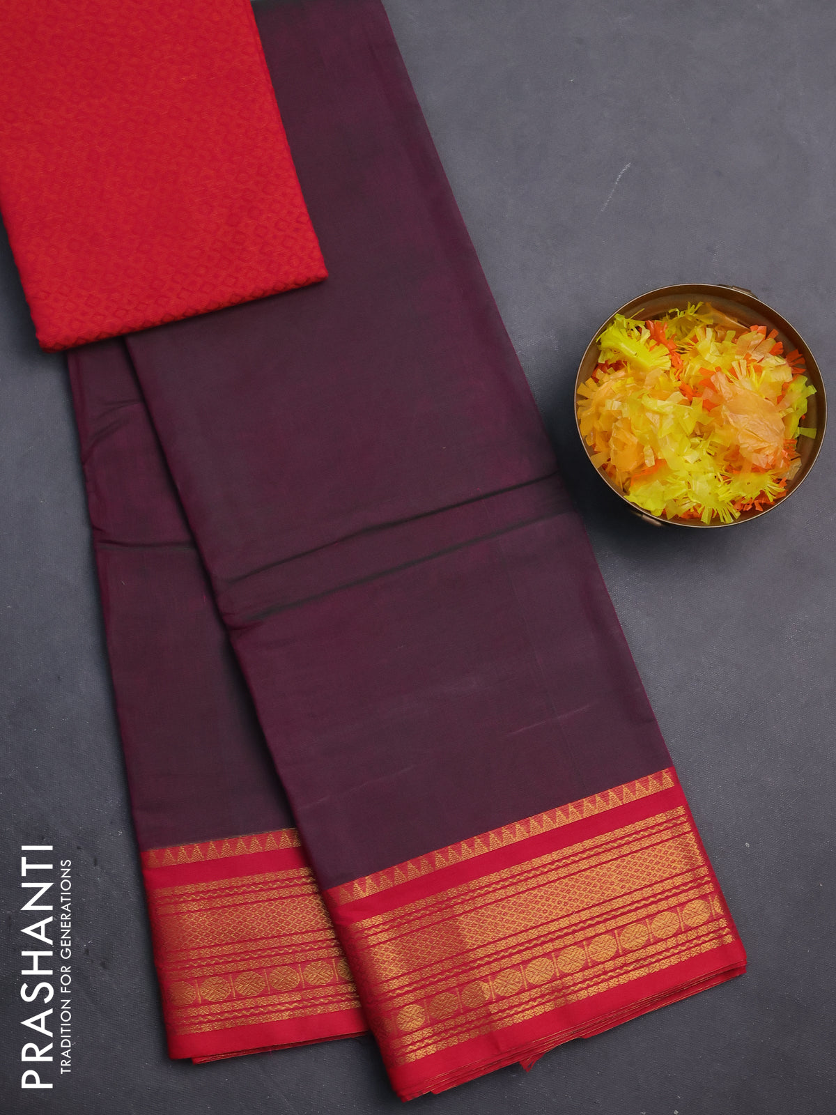Chettinad cotton saree dual shade of greenish pink and pink with thread woven buttas and zari woven border