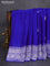 Banarasi chiffon silk saree royal blue with silver zari woven buttas and silver zari woven border