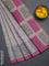 Chappa saree pastel grey and magenta pink with allover small zari checked pattern & butta prints and printed border