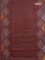 Chappa saree maroon and grey with allover small zari checked pattern and printed border