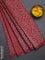 Chappa saree maroon with allover small zari checked pattern and floral digital printed pallu