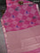 Bangalori semi silk saree pastel pink and magenta pink with allover ikat weaves and zari woven border