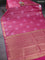 Bangalori semi silk saree pink with allover ikat butta weaves and zari woven border