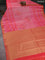 Bangalori semi silk saree peach pink and orange with allover ikat weaves and zari woven border
