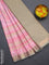 Bangalori semi silk saree peach pink shade and green with allover ikat weaves and zari woven border