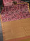 Bangalori semi silk saree pastel peach and mehendi green with allover ikat weaves and zari woven border