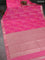 Bangalori semi silk saree pink with floral design ikat weaves and zari woven border