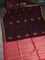 Kora silk cotton saree deep maroon and pink with zari woven buttas and zari woven border