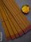 Kora silk cotton saree dark mustard and purple with thread woven buttas and simple border
