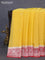 Banarasi chiffon silk saree yellow and kumkum red with silver zari woven buttas and silver zari woven border