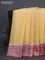 Banarasi chiffon silk saree pale yellow and maroon shade with silver zari woven buttas and silver zari woven border
