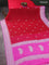 Banarasi chiffon silk saree red and light pink with silver zari woven buttas and silver zari woven border
