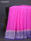 Banarasi chiffon silk saree light pink and royal blue with silver zari woven buttas and silver zari woven border