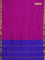 10 yards Poly cotton saree purple and blue with plain body and zari woven border