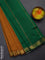 10 yards Poly cotton saree dark mustard and green with plain body and zari woven border