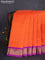 10 yards silk cotton saree orange and purple with plain body and zari woven border