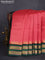 10 yards silk cotton saree peach pink and green with allover small zari checks and zari woven border