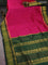 10 yards silk cotton saree pink and green with allover checked pattern and zari woven border