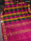 10 yards silk cotton saree multi colour and pink with allover paalum pazhamum checks & buttas and zari woven border