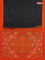 Ikat cotton saree black and orange with allover ikat weaves and simple border