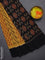 Ikat cotton saree yellow and black with allover ikat weaves and simple border