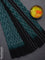 Ikat cotton saree teal green and black with allover ikat weaves and simple border