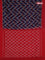 Ikat cotton saree dark blue and red with allover zig zag ikat weaves and simple border