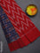 Ikat cotton saree blue and maroon with allover ikat weaves and simple border