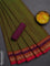 10 Yards chettinad cotton saree manthulir green and pink with plain body and thread woven border