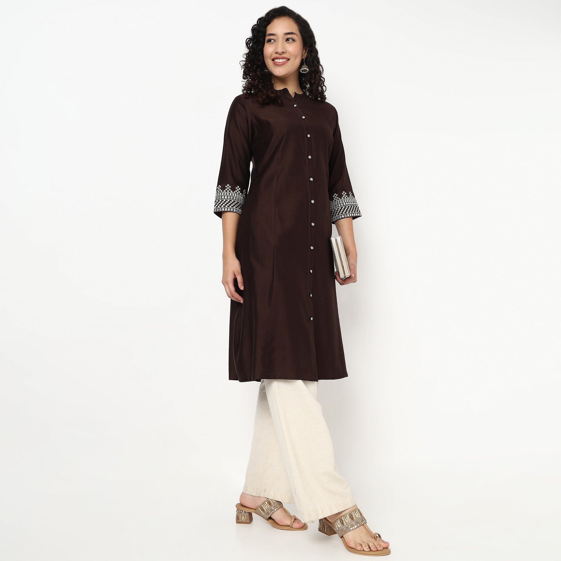 A-Line Embroidered Flared Kurta