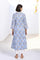 Blue Block Print Sequined Flared Cotton Kurta