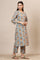 Blue Handblock Printed Kurta, Straight Pants and Dupatta Set