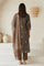 Brown Embroidered Jacquard Straight Kurta with Pants and Dupatta Set