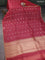 Banarasi organza silk saree red with silver & gold zari woven buttas and zari woven piping border