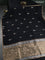 Banarasi organza silk saree black with zari woven buttas and zari woven piping border