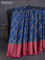 Banarasi tussar silk saree peacock blue and pink with allover thread & zari woven buttas and woven border