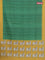 Chappa saree green and yellow with allover zari checked pattern and printed pallu