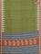 Chappa saree green and rust shade with allover zari checked pattern and printed pallu