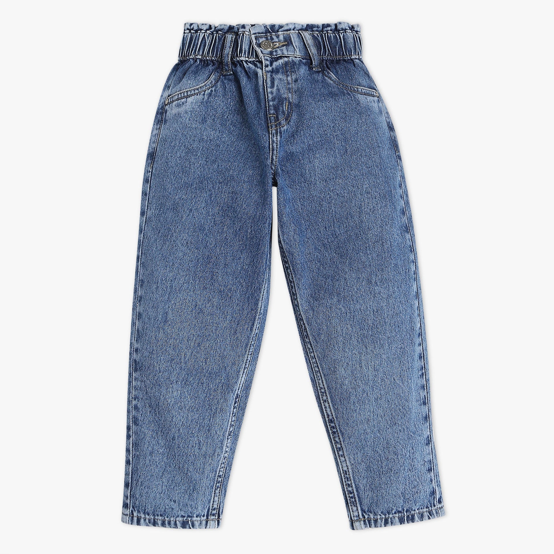 Classic Girls Mid Wash Sloutch Fit Denim With All Round Elasticated Waistband
