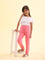 Girls Solid Light Pink Ankle Length Leggings