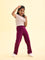 Girls Solid Plum Mid Rise Track Pants