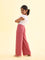 Girls Solid Rusty Pink Mid Rise Rib Palazzos