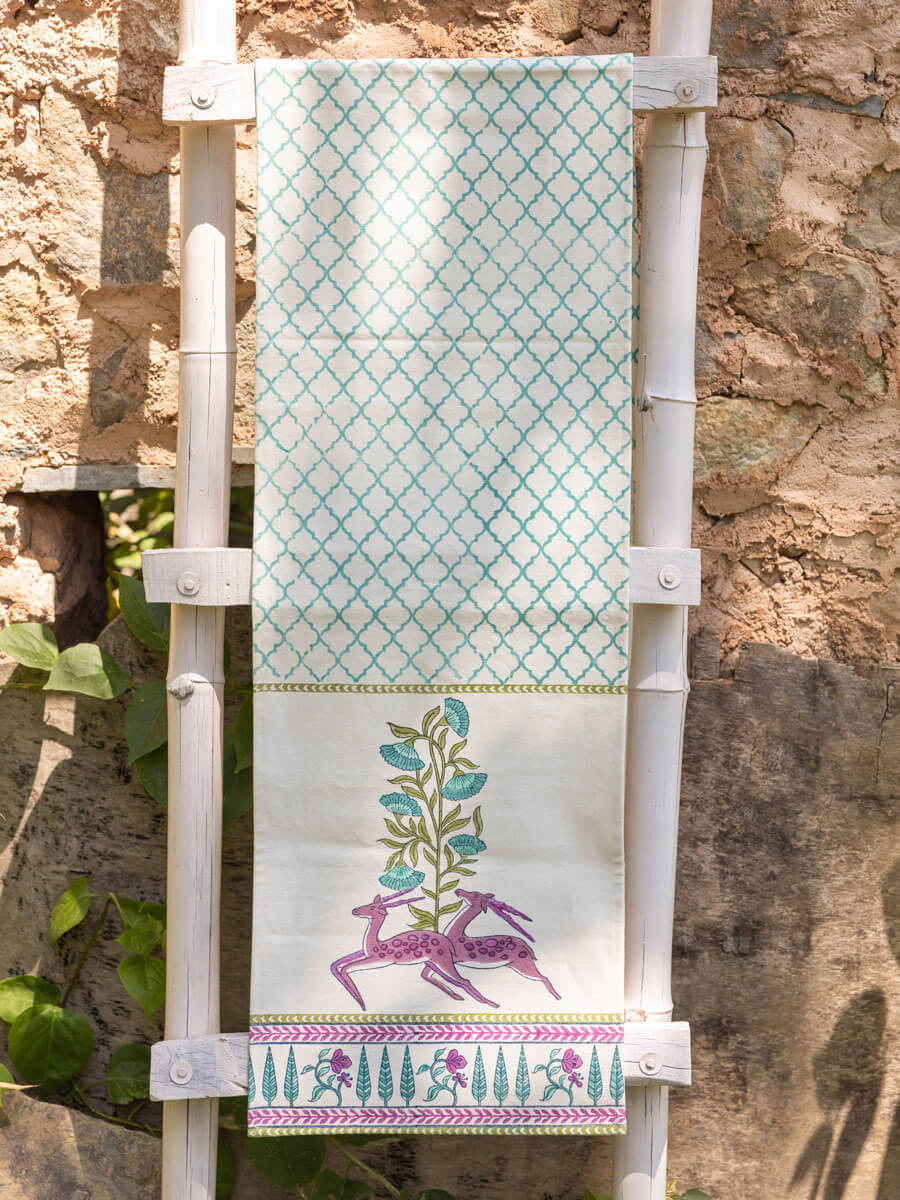 Ghazala Block Printed Cotton Table Runner