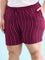 Women Printed Maroon Woven Viscose Lounge Shorts