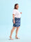 Women Printed Navy Woven Viscose Mid Rise Lounge Shorts