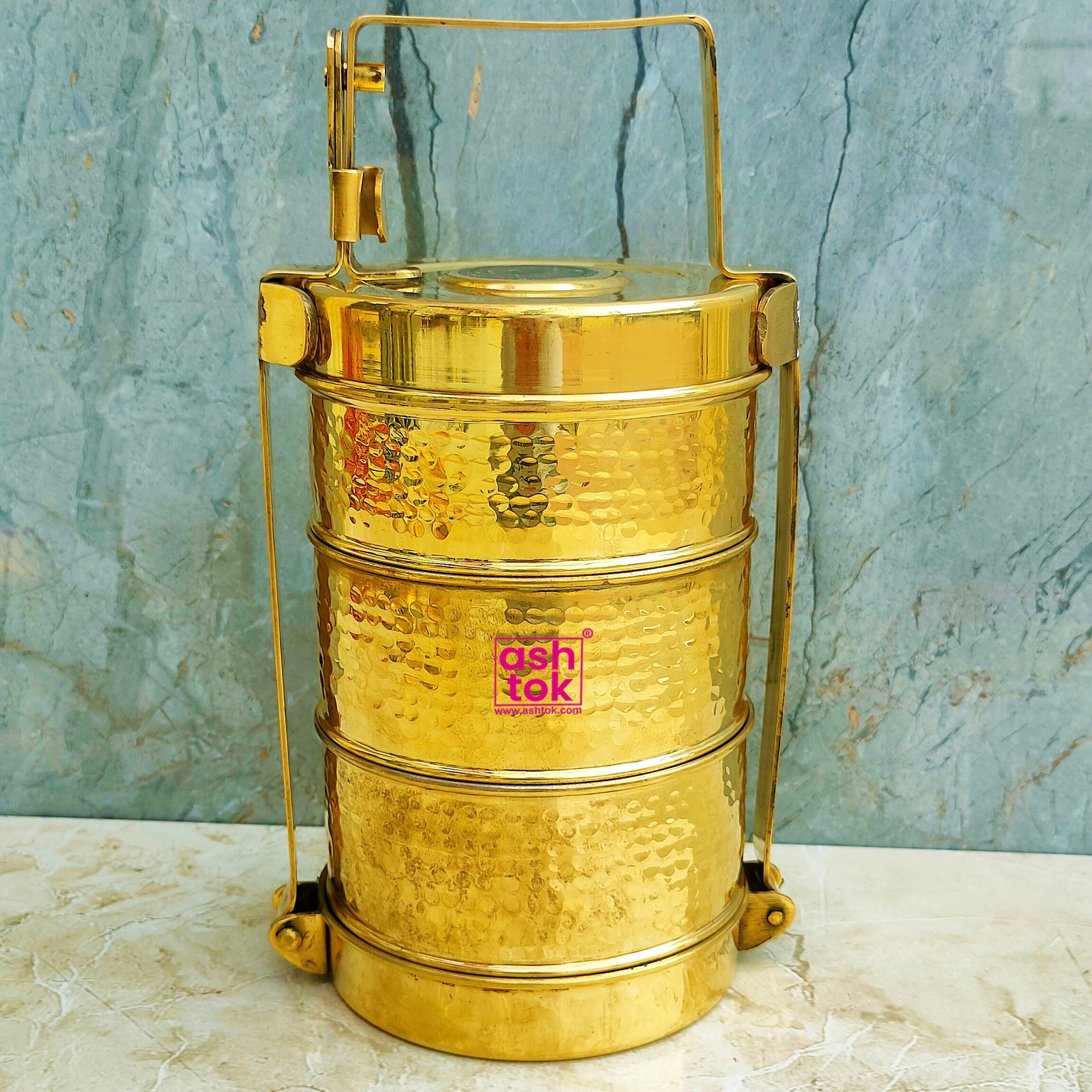 Brass Tiffin Box Set, Brass Lunch Box 3 Tier